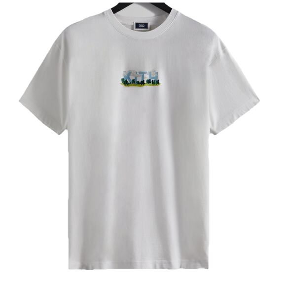 NEW KITH Mens Clouds Trees Forest White Tee Shirt Authentic Sz S - Picture 1 of 5